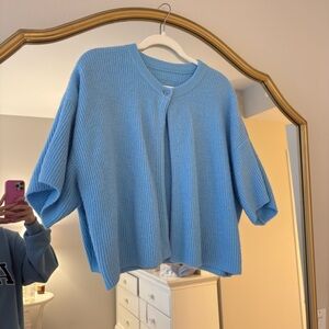 Daily Drills Blue Single Button Sweater